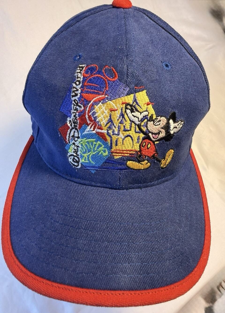 VTG 90s Walt Disney World Mickey Mouse Hat NWT Blue Red Stripe One Size All